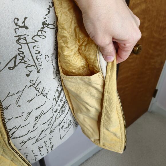 Christopher and Banks Yellow Quilted Corduroy Vest 2-Way Zipper with Pockets Med - Picture 4 of 10
